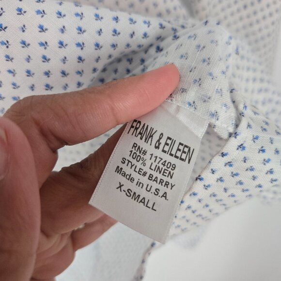 Frank & Eileen White Linen Floral Barry Button-up Shirt w/ Pocket Women's Sz XS - Picture 10 of 11